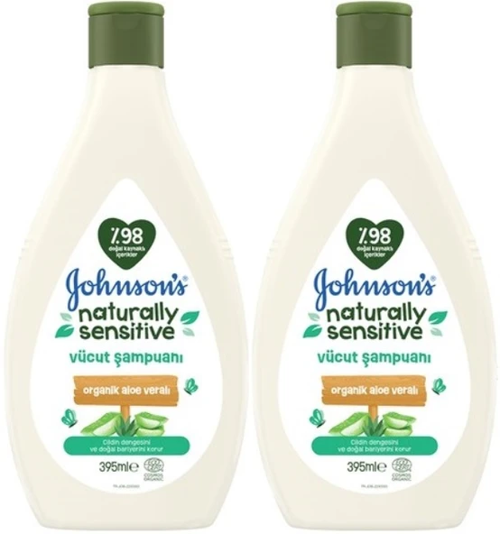 Johnsons Baby Vücut Şampuanı 395ML Natural Sensitive (Organik Aloe Veralı) (2 Li Set)