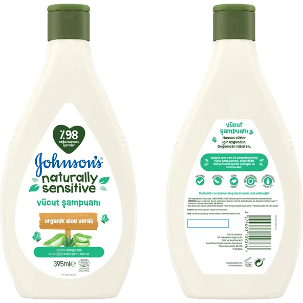 Johnsons Baby Vücut Şampuanı 395ML Natural Sensitive (Organik Aloe Veralı) (2 Li Set) - 4