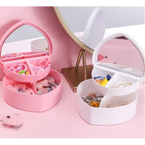 Kalp Tasarımlı Aynalı Takı Saklama Kutusu - 2