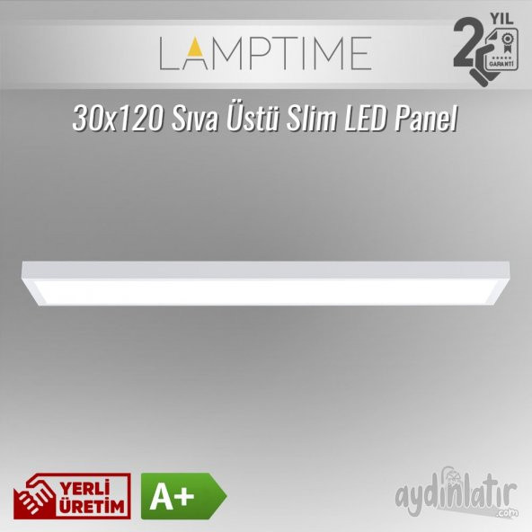 Lamptime 30*120 40W Sıva Üstü SLIM LED Panel Armatür Beyaz Gövde L260693 6500K (Beyaz)
