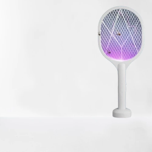 Sineklik Kovucu 5W Sessiz Şarjlı Masaüstü Stantlı Mor Işıklı Raket Sinek Öldürücü - Resim 2
