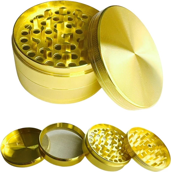 Parçalayıcı Metal baharat öğütücü herb spice 4 katmanlı 40MM / 50MM / 63MM (GOLD, 75MM)