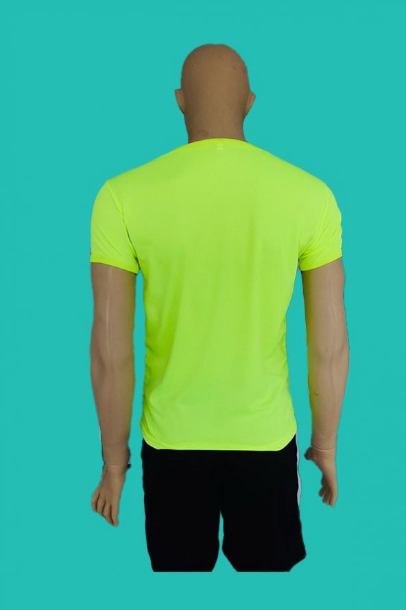 Sarı Fosforlu Erkek Spor Tişört - Resim 3
