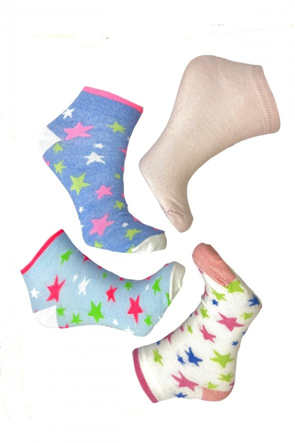4 Çift Ekonomik Karışık Renkli Kadın Patik Çorap bt-0157