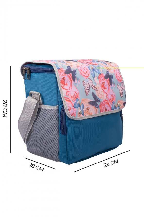 Soğuk ve Sıcak Tutan Yalıtımlı İzolasyonlu Yiyecek İçecek Çantası Termal Termos Buz Aküsü Hediyeli Çiçekli - 8