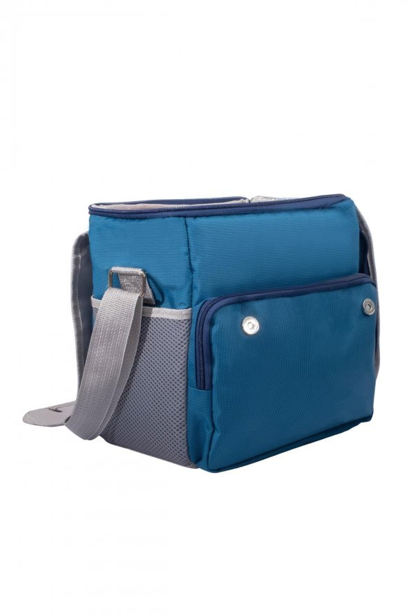 Soğuk ve Sıcak Tutan Yalıtımlı İzolasyonlu Yiyecek İçecek Çantası Termal Termos Buz Aküsü Hediyeli Mavi - 5