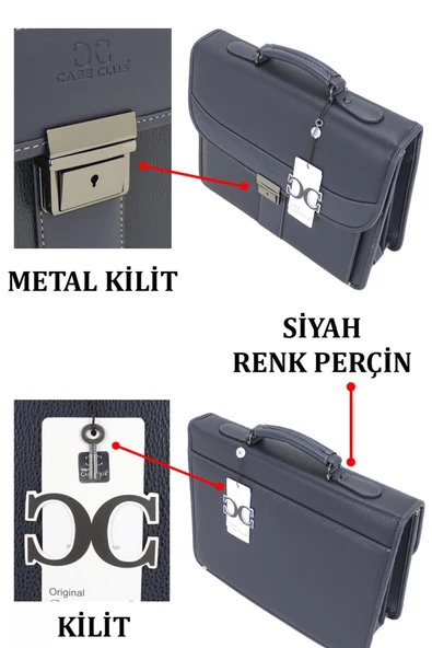 Lacivert Klasik Evrak Model Erkek 15.6 inç Laptop Çantası - 8