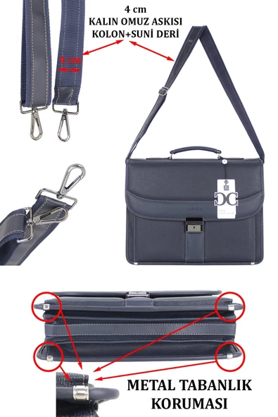 Lacivert Klasik Evrak Model Erkek 15.6 inç Laptop Çantası - 6