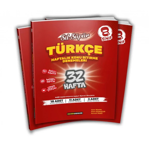 Maraton 8.Sınıf Türkçe Sil Süpür Haftalık Konu Bitirme Denemeleri 2025