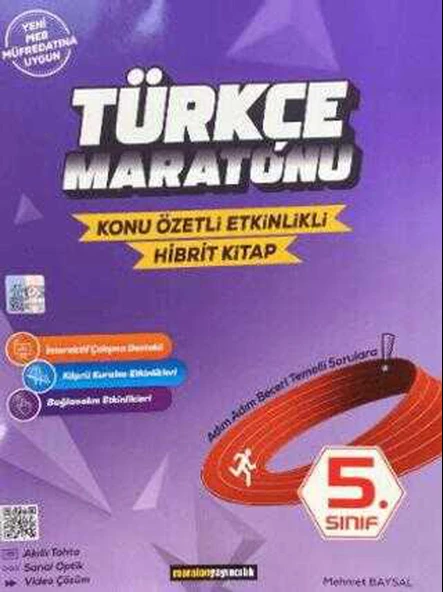 Maraton 5.Sınıf Türkçe Konu Özetli Hibrit Kitap 2025