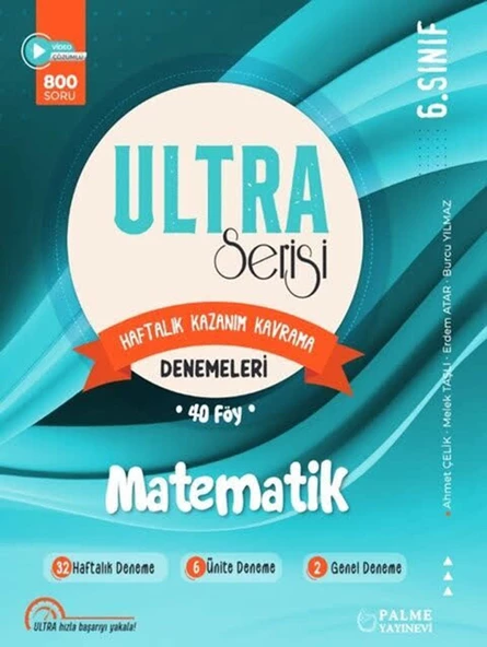 Palme 6.Sınıf Ultra Serisi Matematik Haftalık Kazanım Kavrama Denemeleri 40 Föy