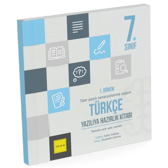 Kare 7.Sınıf 1.Dönem Türkçe Yazılıya Hazırlık Kitabı