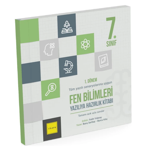 Kare 7.Sınıf 1.Dönem Fen Bilimleri Yazılıya Hazırlık Kitabı 2025