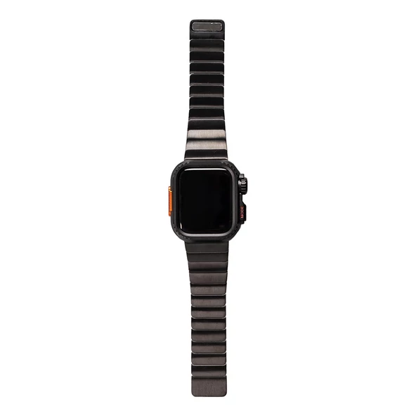 Gpack Apple Watch 4 5 44mm Kordon Metal Kordon ve Sert Kasa Koruyucu KRD126 - 2
