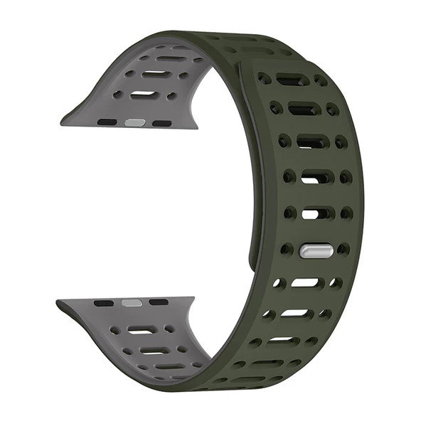 Gpack Apple Watch 10 46mm Kordon Oval Delikli Silikon Strap KRD124 - 3