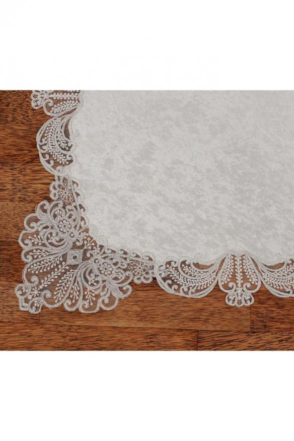 Yasemin Kadife Bohça Krem Gümüş - 4