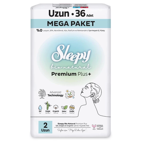 Sleepy Bio Natural Premium Plus Hijyenik Ped Mega Paket Uzun 36 Adet - 2