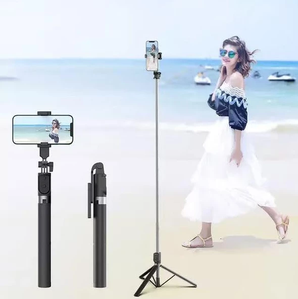 Tripod Ve Selfie Çubuğu P170 Bluetooth Uzaktan Kumandalı Cep Telefonu Yüksekliği Ayarlanabilir Masaüstü Portatif Taşınabilir İç ve Dış Mekan Evde Tatilde Kampda Kullanım Tripod