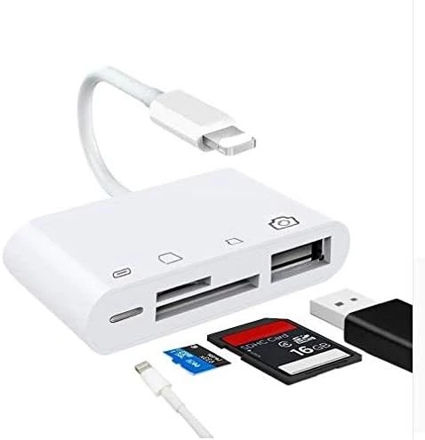 Mobile 26096 4İn1 İphone,İpad Lightning To Tf,Sd Card Usb Kamera Adaptörü Nk108L Beyaz