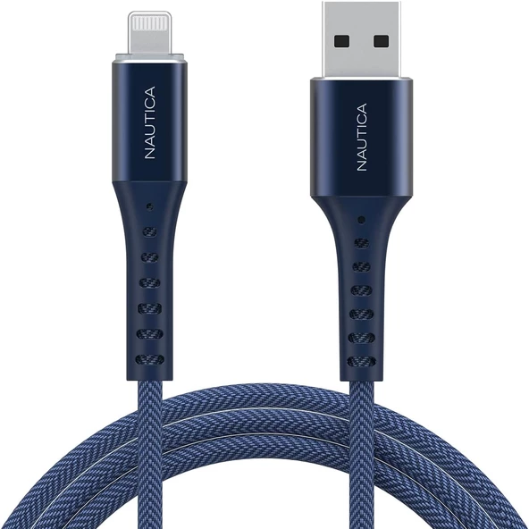 C65 MFI Lightning to USB-A 12W Örgülü Hızlı Şarj ve Data Kablosu 1.2M Navy