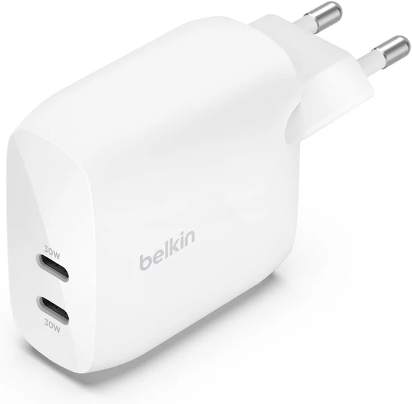 Boost Charge Çift USB-C Fişi, PPS'li, iPhone 16 ve Diğerleri, iPad, Samsung Galaxy, Google Pixel, MacBook için 60W Şarj Cihazı, USB-C'den Lightning Kablosu ve USB-C Uyumlu, Beyaz