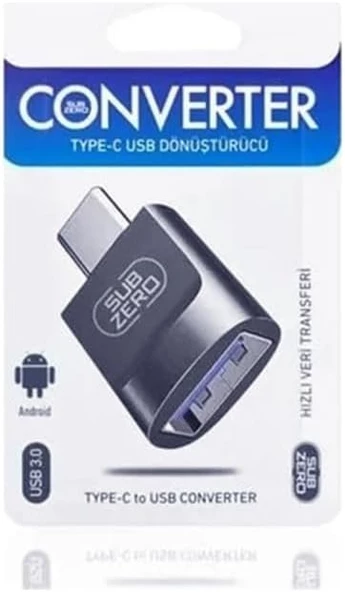 Android Windows Apple İle Uyumlu Type-C to Usb 3.0 (YÜKSEK HIZLI) Veri Aktarımı Otg Çevirici Dönüştürücü Adaptör Subzero Cnr10 Type-C Otg Çevirici