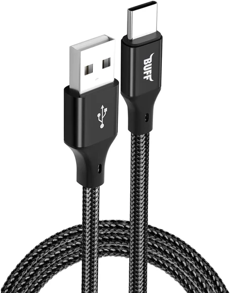 BL71 USB to Type-C 2.4A 1.2M Örgülü Data ve Şarj Kablosu (Siyah)