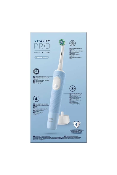 Oral-B D103 Vitality Pro Cross Action Şarjlı Diş Fırçası - Mavi - 7