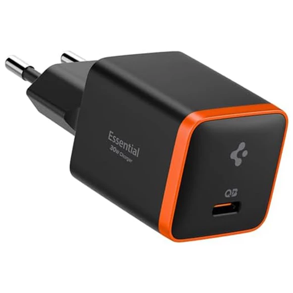 Spigen 30W USB-C Mini Adaptör - Samsung PPS Destekli Hızlı Şarj Aleti iPhone & Android & iPad & MacBook Type-C EE301 Black