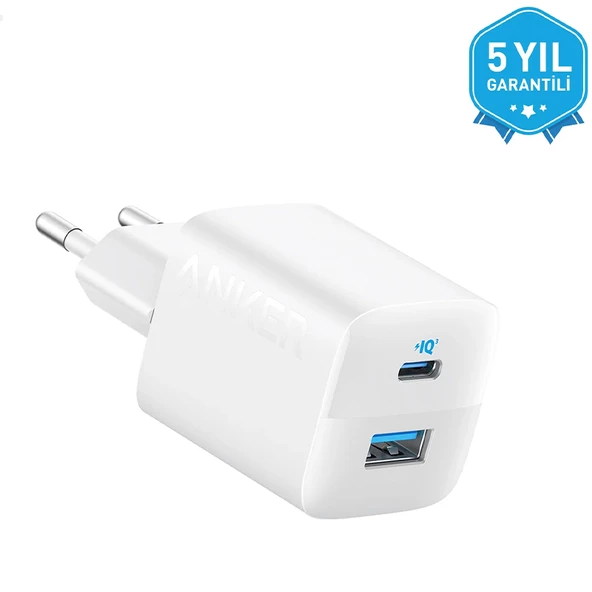 Anker 323 33W USB-C + USB-A Hızlı Şarj Cihazı -(USB-C PD 20W + USB-A 12W) iPhone & Android ile Uyumlu