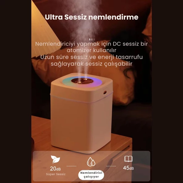 Polham 3 Litre Nano Ultrasonik Çift Püskürtmeli Hava Nemlendirici, Buhar Makinası, Koku Eklenebilir - 2