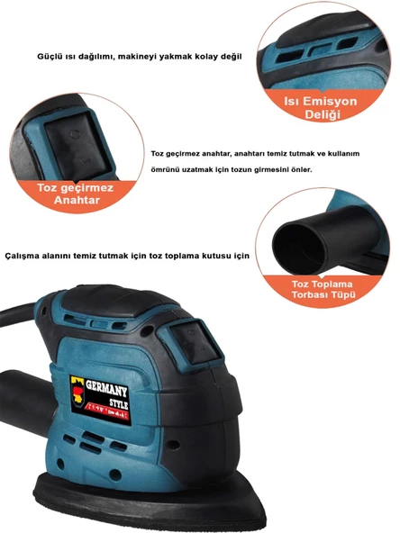 Germany Style Alman -MS580 Elektrikli Üçgen Zımpara Makinesi 13000 Rpm - 3