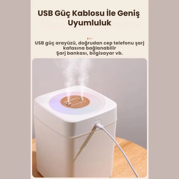 Polham 3 Litre Nano Ultrasonik Çift Püskürtmeli Hava Nemlendirici, Buhar Makinası, Koku Eklenebilir - 7