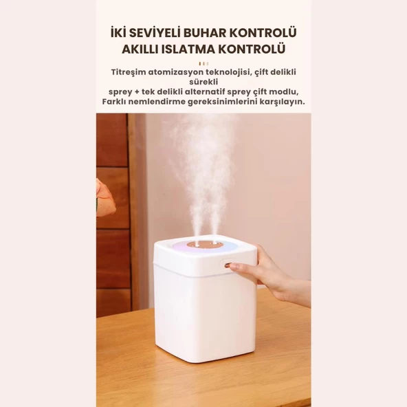 Polham 3 Litre Nano Ultrasonik Çift Püskürtmeli Hava Nemlendirici, Buhar Makinası, Koku Eklenebilir - 5