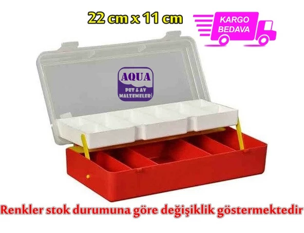 Şeffaf Kapaklı Raflı Balıkçı Malzeme Organizer 22 cm x 11 cm - Balıkçı Takım Malzeme Kutusu Organizeri