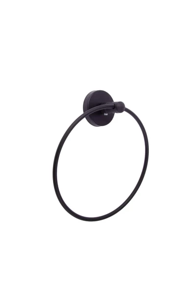 Vidalı Lavabo Banyo Wc Bez Havlu, Çatal Askı ve Tuvalet Kağıtlık 3'lü Set Siyah Metal - Resim 3