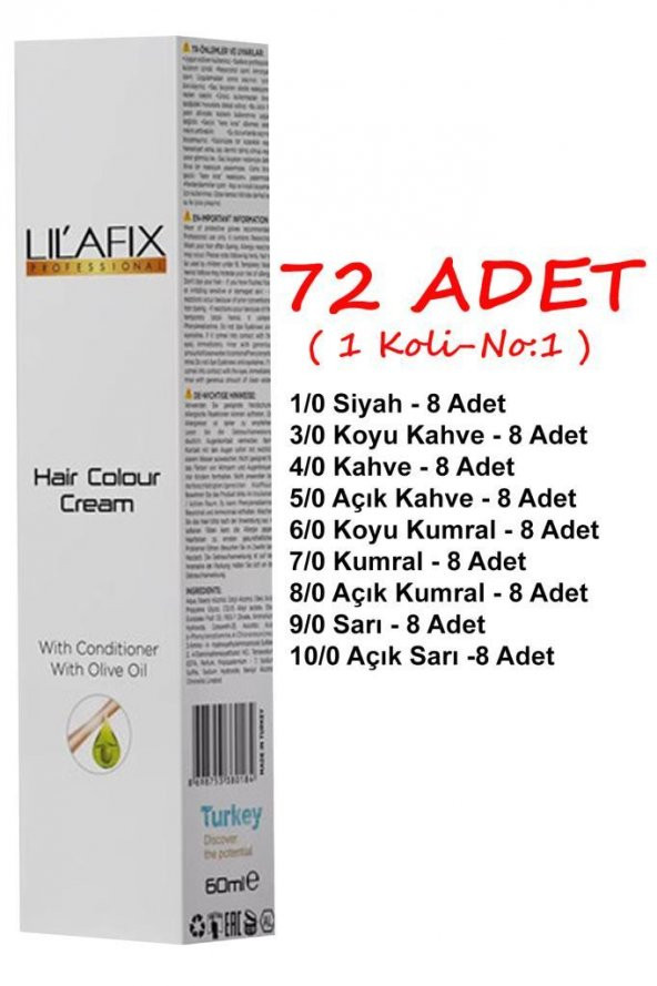 Lilafix Tüp Saç Boyası 60 Ml. Karışık Koli (No:1)