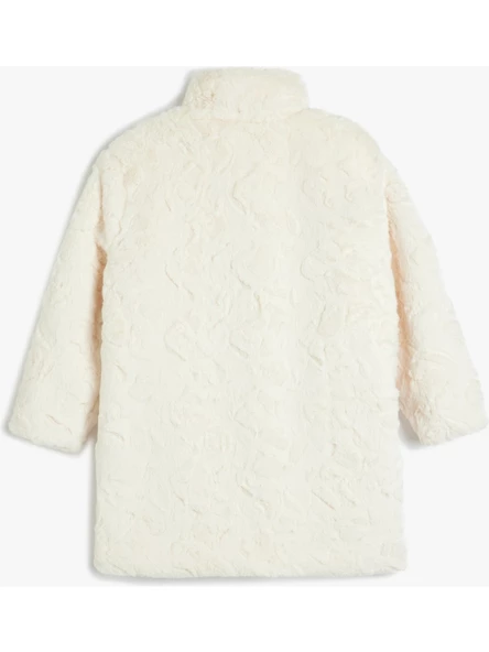 Koton Peluş Mont Dik Yaka Fermuarlı Cep Detaylı - 4