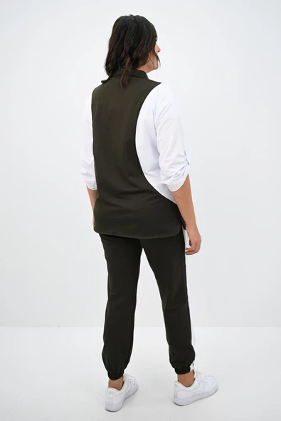 Kadın Büyük Beden Gömlek Yaka Fermuarlı Eşofman Takımı 8141-25 - 6