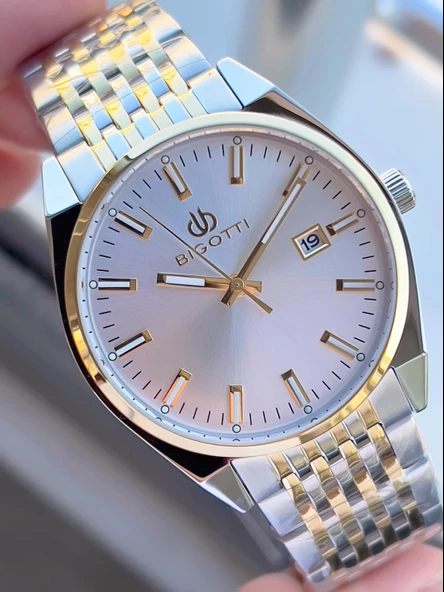 Bigotti Kasa Ve Kordon Çelik Takvimli Kadran 5 Atm Su Geçirmez Erkek Kol Saati EBG.10592.5 - Resim 3