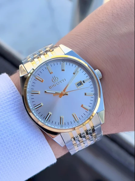 Bigotti Kasa Ve Kordon Çelik Takvimli Kadran 5 Atm Su Geçirmez Erkek Kol Saati EBG.10592.5 - Resim 2