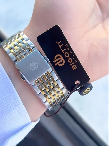 Bigotti Kasa Ve Kordon Çelik Takvimli Kadran 5 Atm Su Geçirmez Erkek Kol Saati EBG.10592.5 - Resim 4