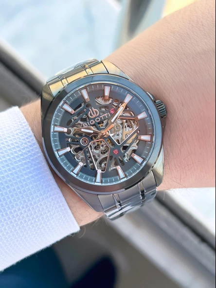 Bigotti Otomatik Ve Kurmalı Kasa Ve Kordon Çelik 5 Atm Su Geçirmez Erkek Kol Saati EBG.10642.X1 - Resim 2