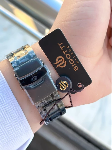 Bigotti Otomatik Ve Kurmalı Kasa Ve Kordon Çelik 5 Atm Su Geçirmez Erkek Kol Saati EBG.10642.X1 - Resim 5