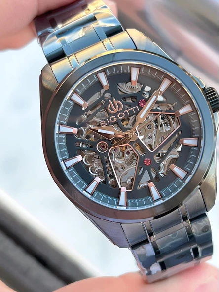 Bigotti Otomatik Ve Kurmalı Kasa Ve Kordon Çelik 5 Atm Su Geçirmez Erkek Kol Saati EBG.10642.X1 - Resim 3