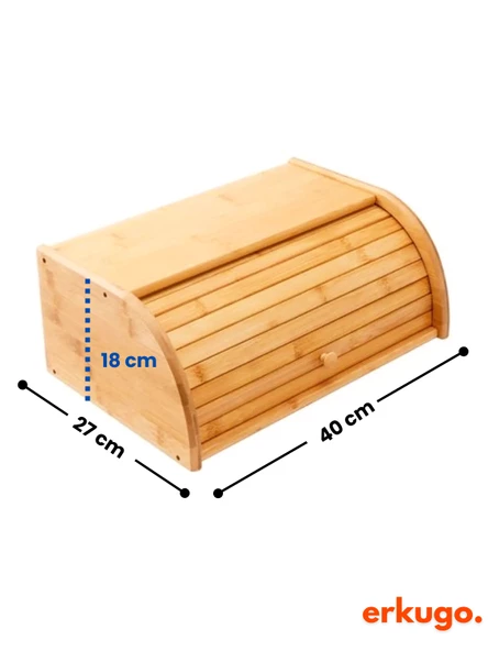 Bambu Ekmek Saklama Kutusu, Rulo Ekmek Kutusu, Ekmek Saklama Kabı, Ekmek Dolabı - 6
