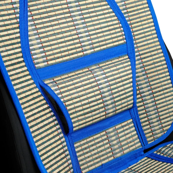 Oto Hasır Bambu Minder Ön Mavi İkili Takım Bel Destekli Terletmez WF-1021-1 - 4