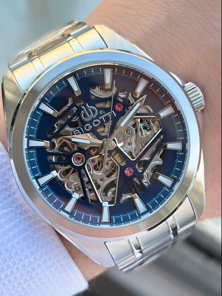 Bigotti Otomatik Ve Kurmalı Kasa Ve Kordon Çelik 5 Atm Su Geçirmez Erkek Kol Saati EBG.10642.X2 - Resim 2