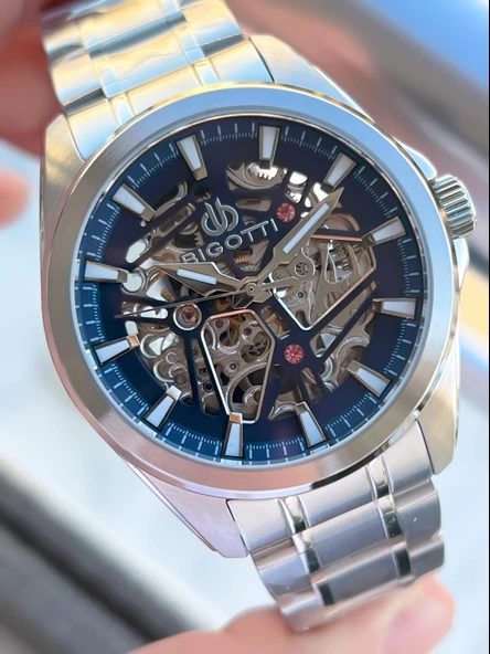 Bigotti Otomatik Ve Kurmalı Kasa Ve Kordon Çelik 5 Atm Su Geçirmez Erkek Kol Saati EBG.10642.X2 - Resim 3