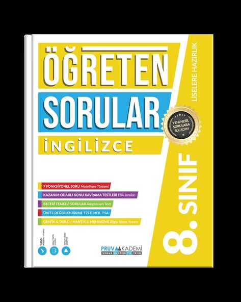 Pruva Akademi Yayıncılık 8. Sınıf Öğreten Sorular İngilizce Soru Bankası ürün görseli